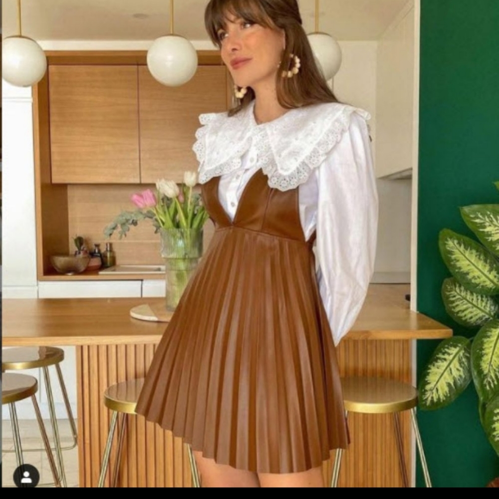 Zara Blogger Favorite Leather Pinafore Dress